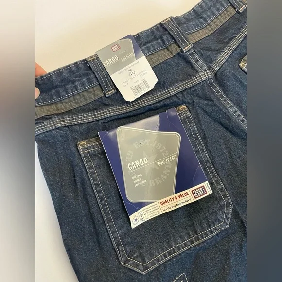 Vintage Y2K Deadstock Faded Cory Denim Cargo Shorts Jorts Size 40 Baggy - Picture 6 of 7